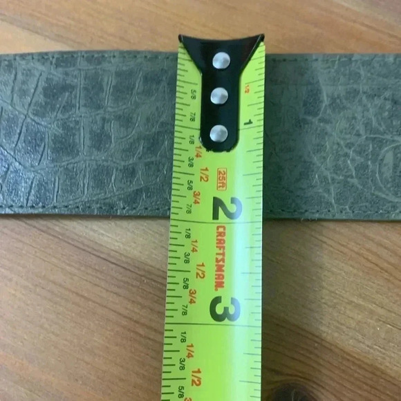 Unbranded Grey Green Leather Belt w Leather Covered Buckle Fits Waist 28-32” - Picture 4 of 5